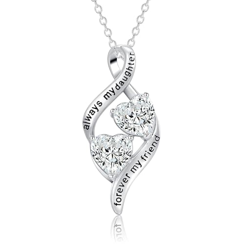 CERSLIMO Kette Silber 925 Halskette Herz Zirkonia Schmuck Geschenke für Tochter von Mutter Damen Frau Geburtstag Weihnachten Erntedankfest Kindertag von CERSLIMO