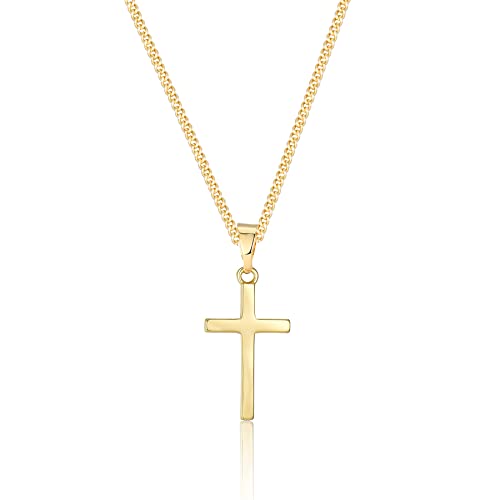 CERSLIMO Kreuz Kette Gold Halskette mit Kreuz Anhänger Kupfer für Herren Jungen Damen von CERSLIMO