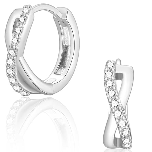 CERSLIMO Ohrringe Creolen Silber, Infinity Creolen Unendlichkeitszeichen Silber 925 9mm AAA Zirkonia Unendlich Silberohrringe Schmuck Unendlichkeit Geschenke von CERSLIMO