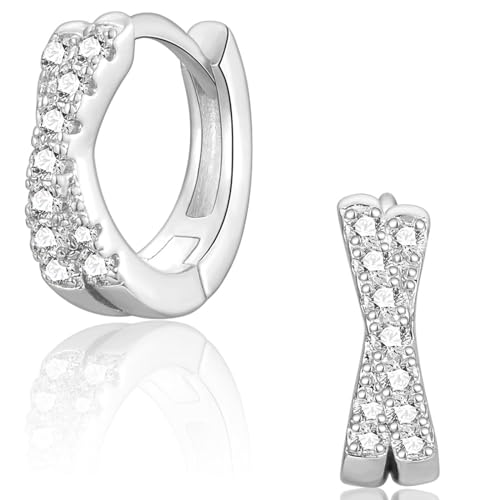 CERSLIMO Ohrringe Infinity Silber, Creolen Unendlichkeitszeichen 8mm Silber 925 AAA Zirkonia Unendlich Silberohrringe Schmuck Unendlichkeit Geschenke von CERSLIMO