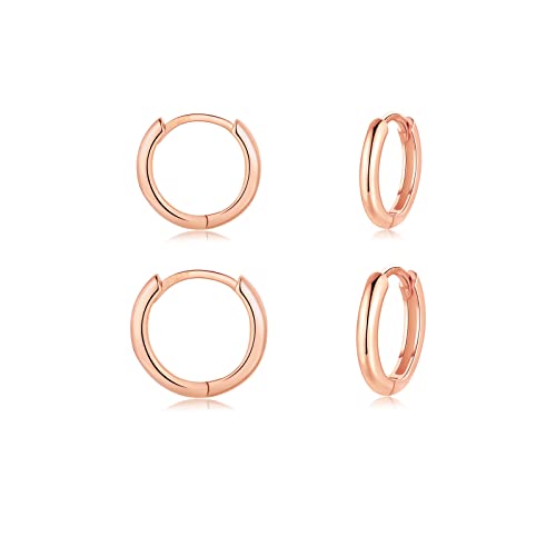 CERSLIMO Ohrringe Rosegold Creolen Silber 925 set 8mm 10mm Rose Vergoldet Schmuck Valentinstag Geburstag Klein Geschenke für Damen Herren Mädchen Frauen Männer Beste Freundin Schwester Freunde von CERSLIMO