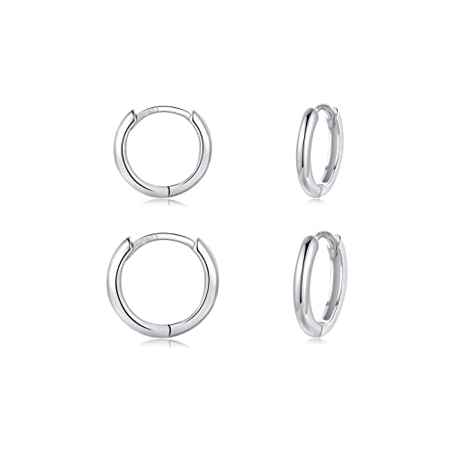 CERSLIMO Ohrringe Silber 925 Creolen Set 8mm 10mm Schmuck Valentinstag Geburstag Klein Geschenke für Damen Herren Mädchen Frauen Männer Beste Freundin Schwester Freunde von CERSLIMO