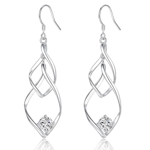 CERSLIMO Ohrringe Silber 925 Hängend AAA Zirkonia Diamant Hängeohrringe Große Lang Silberohrringe Damen Frauen Schmuck Geschenke Weihnachtsgeschenke von CERSLIMO