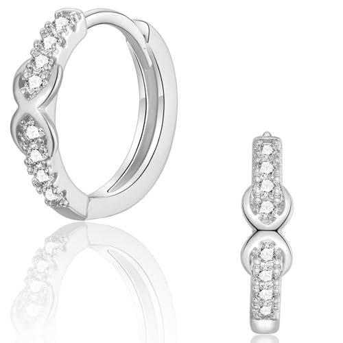 CERSLIMO Ohrringe Unendlichkeitszeichen, Creolen Infinity 12mm Silber 925 AAA Zirkonia Unendlich Silberohrringe Schmuck Unendlichkeit Geschenke von CERSLIMO