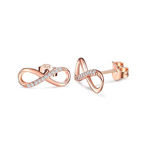 CERSLIMO Ohrstecker Rosegold, Unendlichkeit Ohrringe Sterling Silber 925 Zirkonia Infinity Ohrstecker unendlich Schmuck Geschenk von CERSLIMO