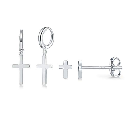 CERSLIMO Ohrstecker Silber 925, Klein Kreuz Ohrringe Creolen Set Ohrstecker Herren Damen von CERSLIMO