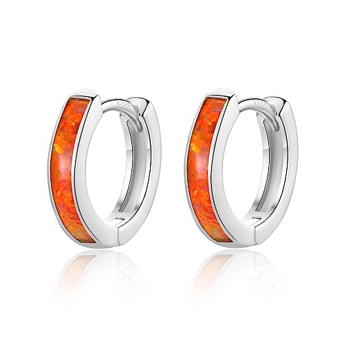 CERSLIMO Opal Ohrringe, Orange Opal Creolen Silber 925 Schmuck Geschenke für Damen Frauen Mädchen von CERSLIMO