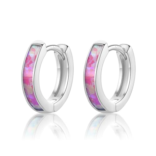 CERSLIMO Opal Ohrringe, Pink Opal Creolen Silber 925 Rosa Schmuck Geschenke für Damen Frauen Mädchen CERSLIMO Opal Ohrringe, Pink Opal Creolen Silber 925 Rosa Schmuck Geschenke für Damen Frauen Mädchen von CERSLIMO