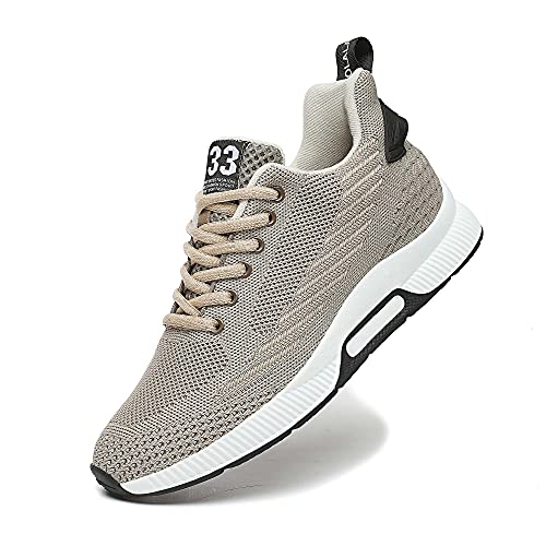 CERYTHRINA Atmungsaktiv Freizeit Turnschuhe Herren Leichtgewicht Sportschuhe Klassische Mode Schnürschuhe rutschfeste Outdoor Trainingsschuhe Beige 42 von CERYTHRINA