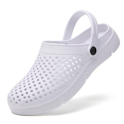 CERYTHRINA Damen Clogs Sommer Gartenschuhe: Reinweiß Wasserdicht Hausschuhe Atmungsaktiv Sport Pantoletten Leicht Schnelltrocknende Schuhe Sandalen,White,38 von CERYTHRINA