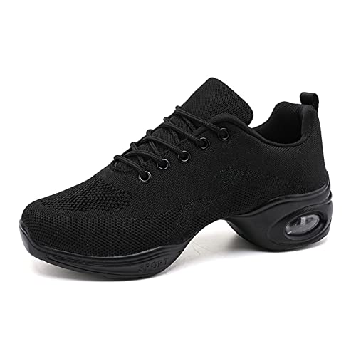 CERYTHRINA Damen Jazzschuhe Tanz Training Tanzsneaker Air Plattform Atmungsaktiv Walking Schuhe Modern Fitness Yoga Schwarz 37 von CERYTHRINA