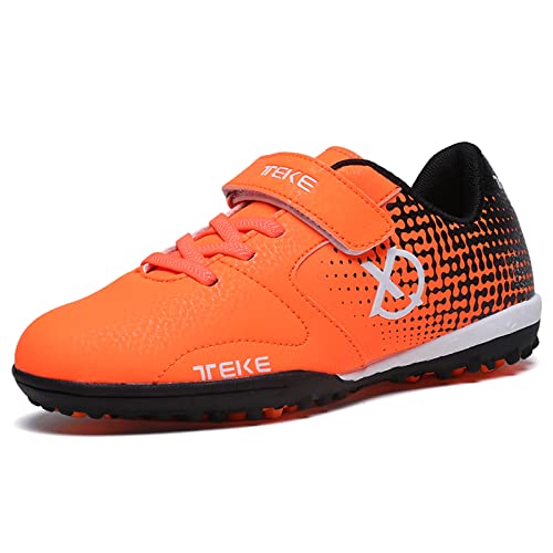 CERYTHRINA Fußballschuhe für Kinder Professionelle Athletics Tatsächlicher Kampf Leicht Schuhe Jugendliche Low Top Outdoor Sport Klettverschluss Trainingsschuhe Orange 33 von CERYTHRINA