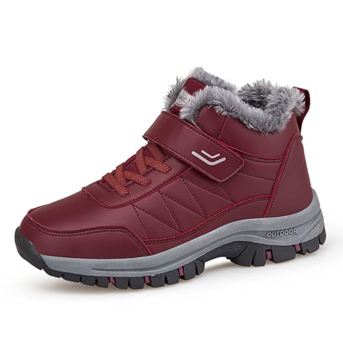 CERYTHRINA Herren Damen Winterstiefel Warme Gefüttert Wasserdicht Ergonomische Winterschuhe rutschfest Trekking Wanderschuhe Schneestiefel Rot 43 von CERYTHRINA