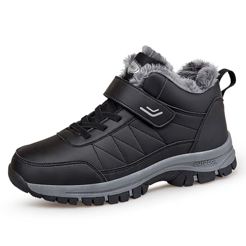 CERYTHRINA Herren Damen Winterstiefel Warme Gefüttert Wasserdicht Ergonomische Winterschuhe rutschfest Trekking Wanderschuhe Schneestiefel Schwarz 38 von CERYTHRINA