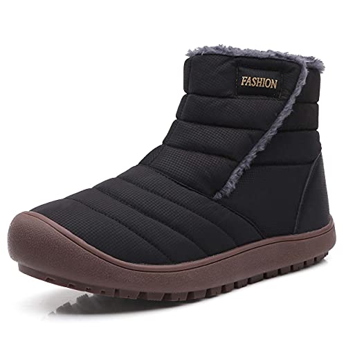 CERYTHRINA Herren Damen Winterstiefel Wasserdicht Warm Gefüttert Schneestiefel mit Klettverschluss Boots Schlupfstiefel Rutschfest Outdoor Winterboots Schwarz 43 von CERYTHRINA