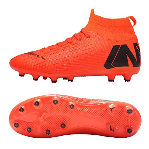 CERYTHRINA Herren Fussballschuh Kinder High Top mit Stollen Professionelle Athletics Trainingsschuhe Teenager Outdoor Sport Football Schuhe Orange Stollen 41 von CERYTHRINA