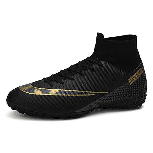 CERYTHRINA Herren Fußballschuhe Kinder High Top Spikes Cleats Fussballschuhe Professionelle Athletics Kunstrasen Trainingsschuhe Teenager Outdoor Atmungsaktive Sportschuhe Schwarz 42 von CERYTHRINA