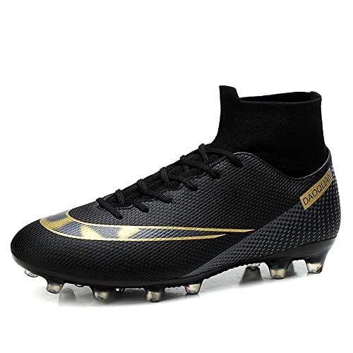 CERYTHRINA Herren Fußballschuhe Kinder High Top Spikes Cleats Fussballschuhe Professionelle Athletics Kunstrasen Trainingsschuhe Teenager Outdoor Atmungsaktive Sportschuhe Schwarz Stollen 38 von CERYTHRINA