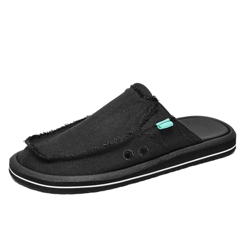 CERYTHRINA Herren Slipper aus Canvas – Bequeme Slip-On Schuhe mit offenem Rücken Atmungsaktiv Leicht – Freizeit Mules für Garten, Reisen Zuhause Black 43 CERYTHRINA Herren Slipper aus Canvas – Bequeme Slip-On Schuhe mit offenem Rücken Atmungsaktiv Leicht – Freizeit Mules für Garten, Reisen Zuhause Black 43 von CERYTHRINA
