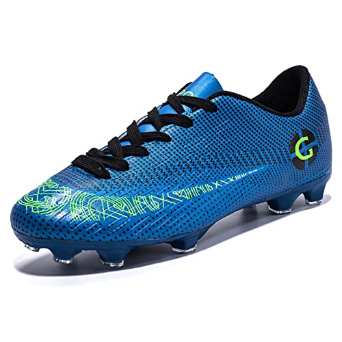 CERYTHRINA Kinder Fußballschuhe Herren Professionelle Football Schuhe Jugendliche Athletics Atmungsaktiv Trainingsschuhe Outdoor Sportschuhe Blaue Stollen 39 von CERYTHRINA