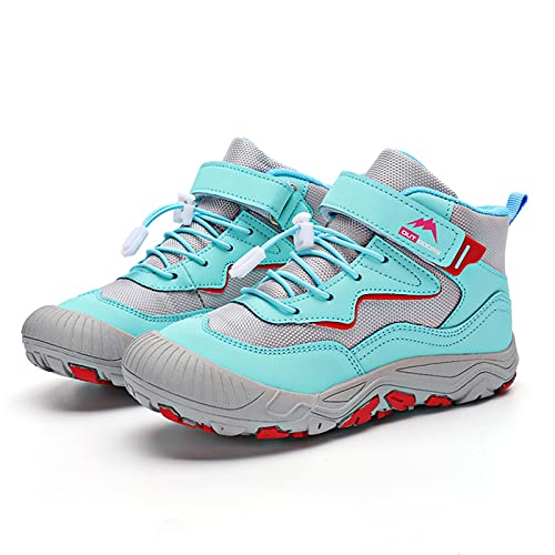 CERYTHRINA Kinder Wanderschuhe Jungen Mädchen rutschfest Leicht Trekkingschuhe Atmungsaktiv Sportschuhe Trekking Wanderstiefel Cyan 35 von CERYTHRINA