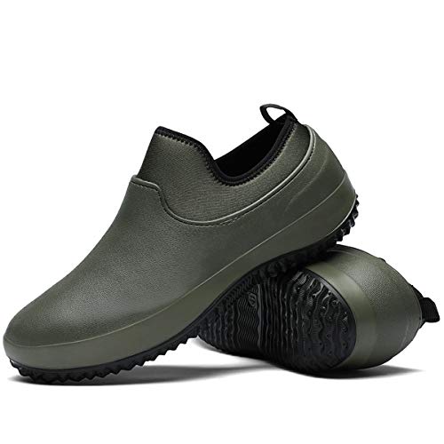 CERYTHRINA Men Women Erwachsene Gartenschuhe rutschfest Küchenschuhe Kochschuhe Regenstiefel Wasserdicht Arbeitsschuhe Gummischuh Indoor Outdoor Koch Clogs für Küche Büro Grün 39 von CERYTHRINA