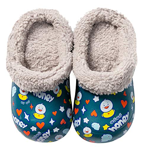 CERYTHRINA Unisex Kinder Classic Lined Kids Clogs Gefütterte Kinder Clogs für Jungen und Mädchen mit Fell Hausschuhe Schlappen Gummi Winter Schuhe Pantoffel Clocks Pantoletten Kinderschuhe von CERYTHRINA