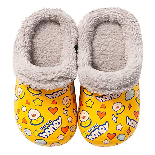 CERYTHRINA Unisex Kinder Classic Lined Kids Clogs Gefütterte Kinder Clogs für Jungen und Mädchen mit Fell Hausschuhe Schlappen Gummi Winter Schuhe Pantoffel Clocks Pantoletten Kinderschuhe von CERYTHRINA