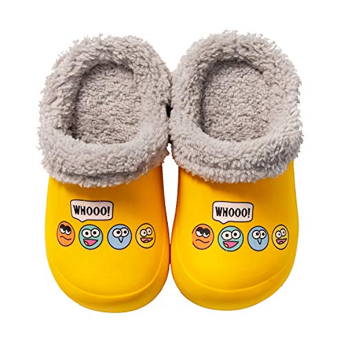 CERYTHRINA Unisex Kinder Classic Lined Kids Clogs Gefütterte Kinder Clogs für Jungen und Mädchen mit Fell Hausschuhe Schlappen Gummi Winter Schuhe Pantoffel Clocks Pantoletten Kinderschuhe von CERYTHRINA