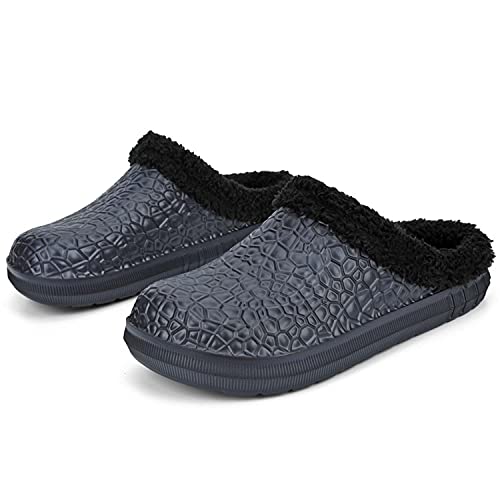 CERYTHRINA Warmes Futter Wasserdicht Winter Hausschuhe Herren Damen Garden Clogs Schuhe Indoor Outdoor gefütterte Clogs Baumwollfutter rutschfest Clogs Marine 40/41 von CERYTHRINA