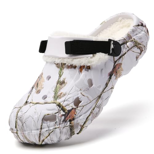 Clogs Herren Winter Gefüttert Warm rutschfest Wasserdicht Garten Hausschuhe Pantoffeln Indoor Outdoor White 44 von CERYTHRINA