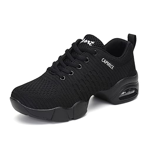 Dame Split Sole Athletic Schuhe Trainer leichte Atmungsaktiv Jazz Fersenschuhe Training Komfort Tanzsneaker Moden Laufschuhe Leichte Schuhe Schwarz 38 von CERYTHRINA