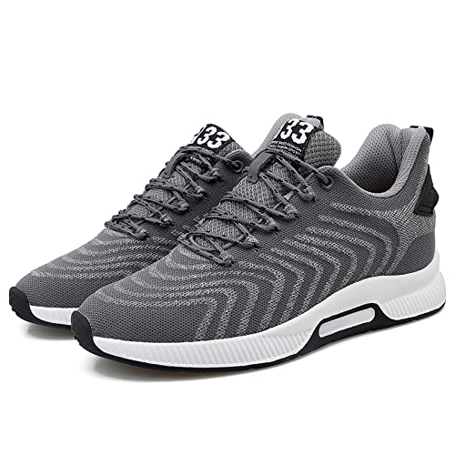 Elevator Schuhe Herren Leichte Atmungsaktiv Anzugschuhe Schnürhalbschuhe 2,36 Zoll Lace-up Sportschuhe Mode Bequem Freizeitschuhe Aufzug Schuhe Grau 38 von CERYTHRINA