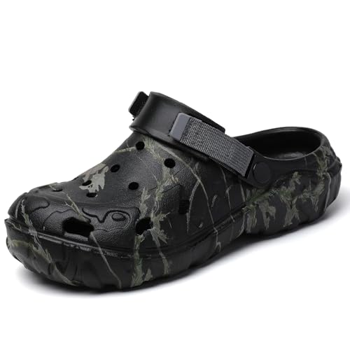 Garten Clogs Schuhe für Herren Sandalen Leicht Atmungsaktiv – Verstellbarer Fersenriemen Strand PoolSommerwanderungen Slip-On Hausschuhe Black 42 von CERYTHRINA