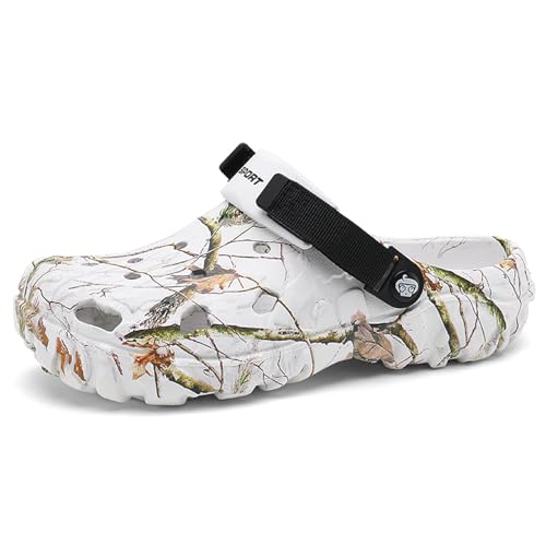 Garten Clogs Schuhe für Herren Sandalen Leicht Atmungsaktiv – Verstellbarer Fersenriemen Strand PoolSommerwanderungen Slip-On Hausschuhe White 45 von CERYTHRINA