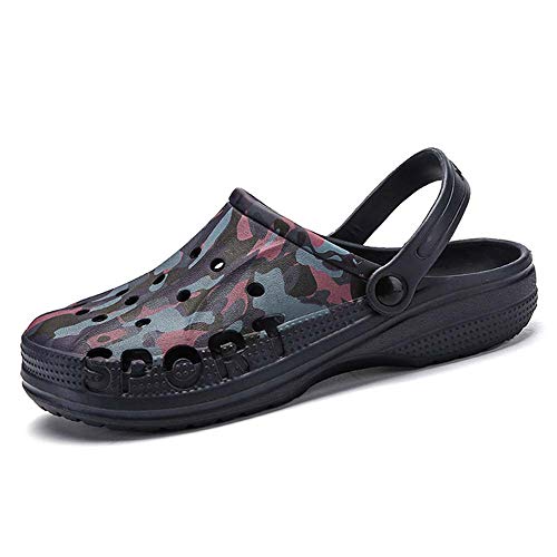 Herren Clogs Sommer camo Gartenschuhe rutschfest Atmungsaktive Hausschuhe Bequeme Leichte Sandalen Outdoor Home Slipper Strand Pool Baden Pantoletten Badeschuhe Pantoletten Blau 44 von CERYTHRINA