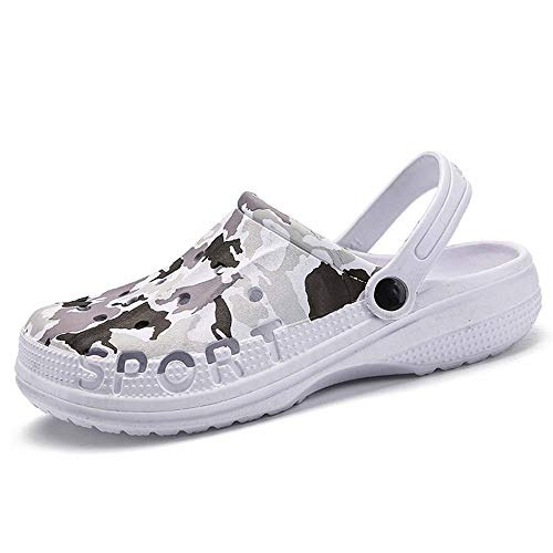 Herren Clogs Sommer camo Gartenschuhe rutschfest Atmungsaktive Hausschuhe Bequeme Leichte Sandalen Outdoor Home Slipper Strand Pool Baden Pantoletten Badeschuhe Pantoletten Weiß 42 von CERYTHRINA
