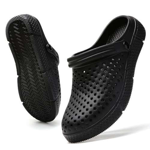 Herren Gartenschuhe - Atmungsaktive Mesh-Sandalen für Sommer, Strand & Garten Leichtgewicht Outdoor-Freizeitschuhe mit Rutschfester Gummisohle Bequeme Hausschuhe für Pool, Wandern & Alltag Black 38 von CERYTHRINA