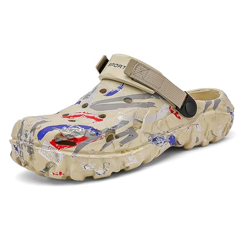 Herren Sommer Clogs Camouflage – rutschfeste Eva Slip-On Sandalen – Atmungsaktive Bequeme Pantoletten – Outdoor Indoor Freizeitschuhe für Junge Männer Khaki 40 von CERYTHRINA