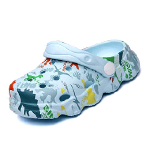 Unisex Kinder Clogs Pantoffeln Dinosaurier Eva Garten Clogs Gummi Badeschuhe Hausschuhe für Jungen Mädchen Gartenschuhe Strand Sandalen Hellblau 18 von CERYTHRINA