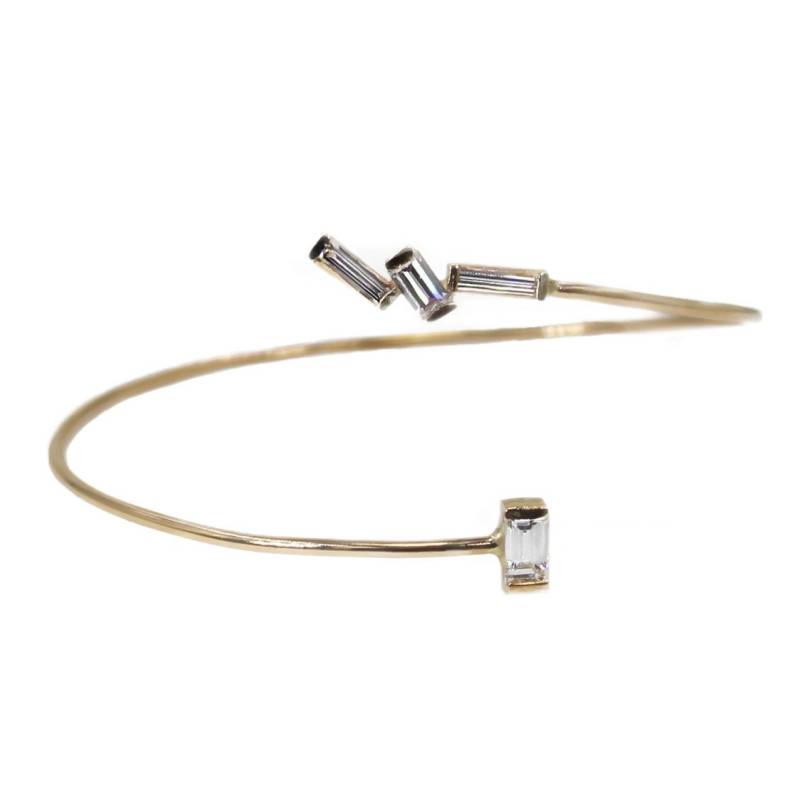 Diamant Baguette Armreif Manschette Armband von CESTSLA