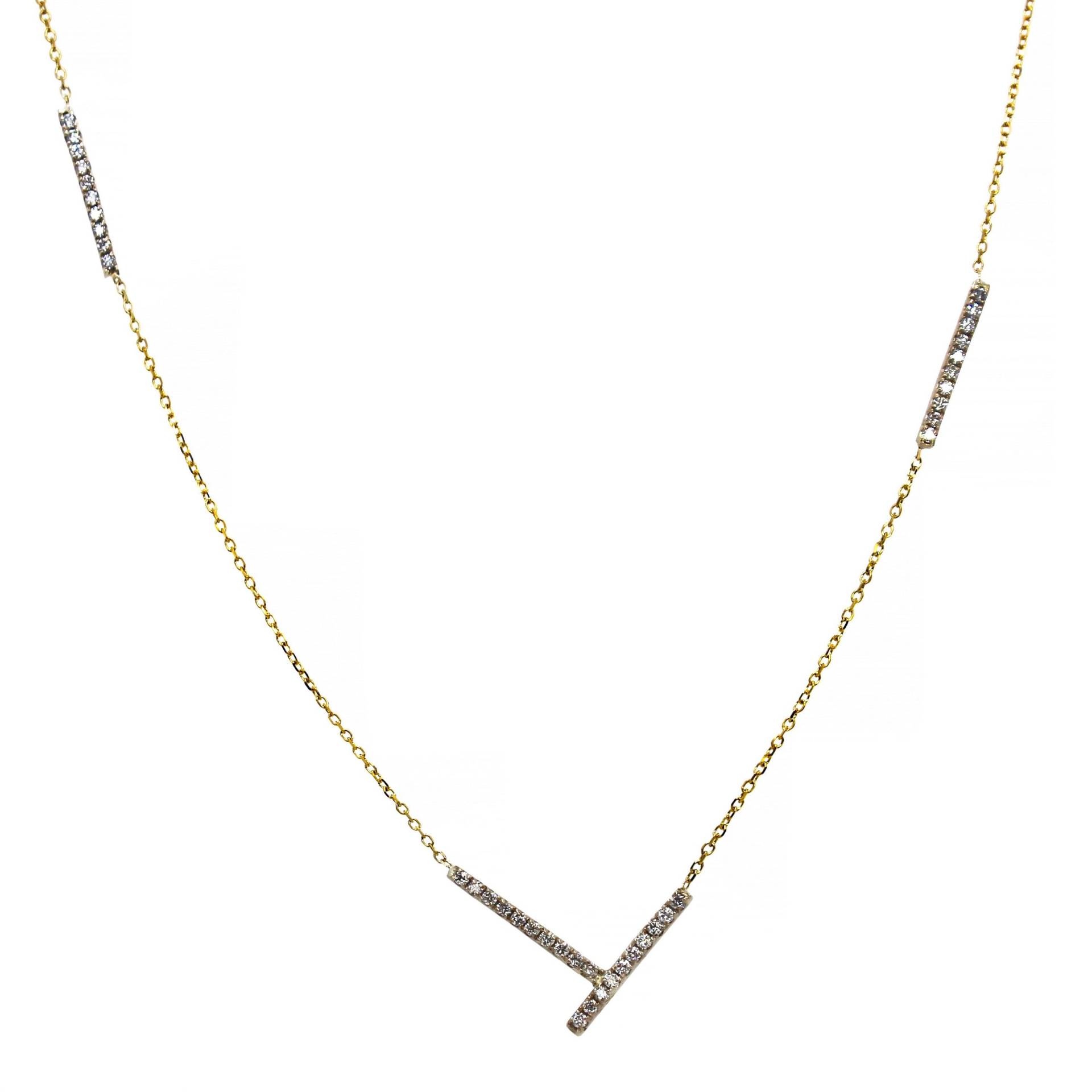 Diamant Bar Station Halskette | 14K Gold von CESTSLA