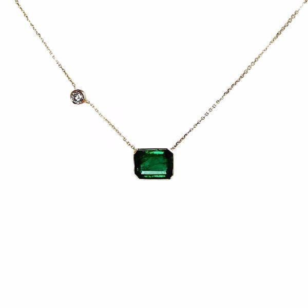 Natürliche Grüne Smaragd Und Diamant Halskette von CESTSLA