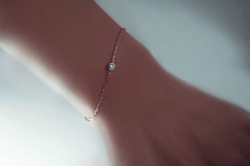 sterling Silber Solitaire Diamant Armband - Lab Oder Natürliche Diamanten | Optional Gelb- Roségold-Finish Urlaub Geschenk von CESTSLA