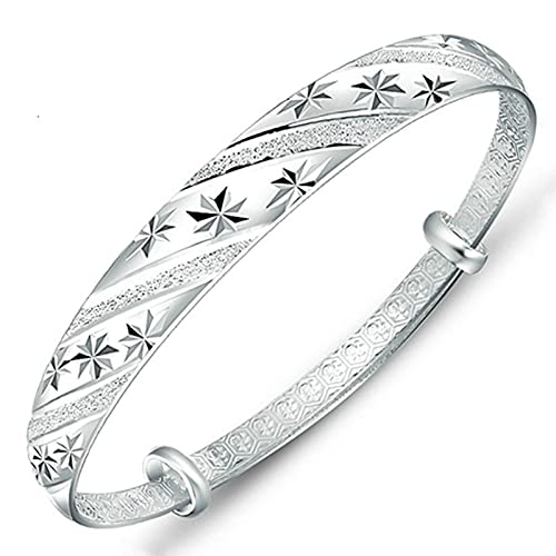 Freundschaftsarmband, Damen-Armreif aus 925er-Sterlingsilber, verstellbarer Armreif, Sterne-Armband, Sterling-Silber-Schmuck, Geburtstagsgeschenke for Schwestern und Freunde (Color : Parent_Silver) von CETEOR