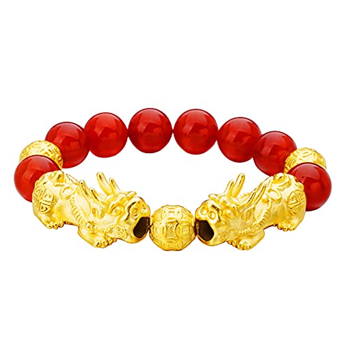 Natürliches Edelstein-Armband, Natürliche Achate rote Perlen Armband Schutz Doppel Reiki Meditation verstellbare Amulte Armband Schmuck Geschenke (Color : Green) von CETEOR