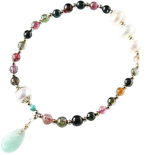 Perlen Armband, 7A Lucky Wu Lou Charm Chakra Balance Armband Multi-Gem Grün Turmalin Smaragd Türkis Urlaub Schmuck Amulett Ziehen Sie Geld für Wohlstand Glück,C, One Size, agate von CETEOR