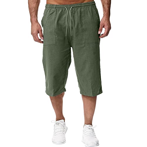 CEWIFO Herren hosenträger Leinenhose Herren 3XL Arbeitshosen männer Sommer Rad Unterhosen männer Arbeitshosen männer kurz Stretch Chinesischer Stil Anzug Hosen für Herren von CEWIFO