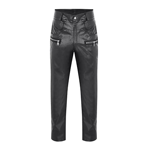 CEWIFO Lederimitat Herren Hose Lange Retro Goth Slim Herrenhose Hose Winter Herbst Punk Lässige Herrenhose PU von CEWIFO