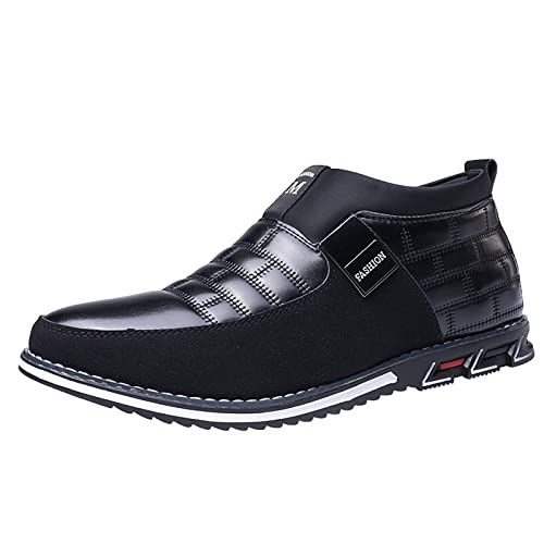 CEWIFO Mokassins Slipper Fahren Schuhe Leicht Weich Loafers Handgefertigt Flache Business Schuhe Herren-Slip-on-Loafer Weiches Rindsleder Mit Weicher Sohle Flach Niedrige -Schuhe (Z10161-Black, 39) von CEWIFO